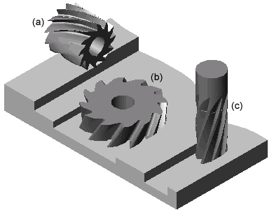 Figura 1. Fresas executando rebaixos na superfície da peça