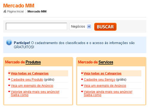 Mercado MM do portal CIMM