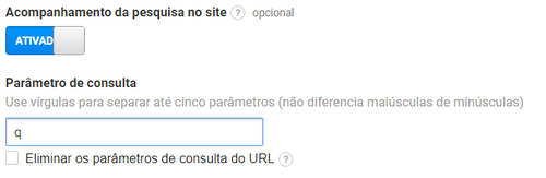 Acompanhamento de pesquisa do Google Analytics