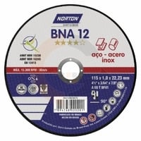 Disco de corte para Inox 4.1/2 pol. x 1.0mm BNA 12 Norton codigog Disco de corte para Inox 4.1/2 pol. x 1.0mm BNA 12 Norton codigog